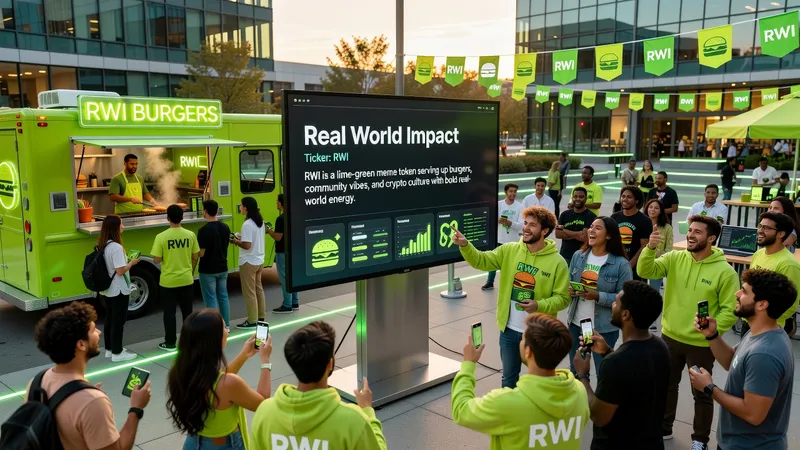 RWI plaza event with neon screens
